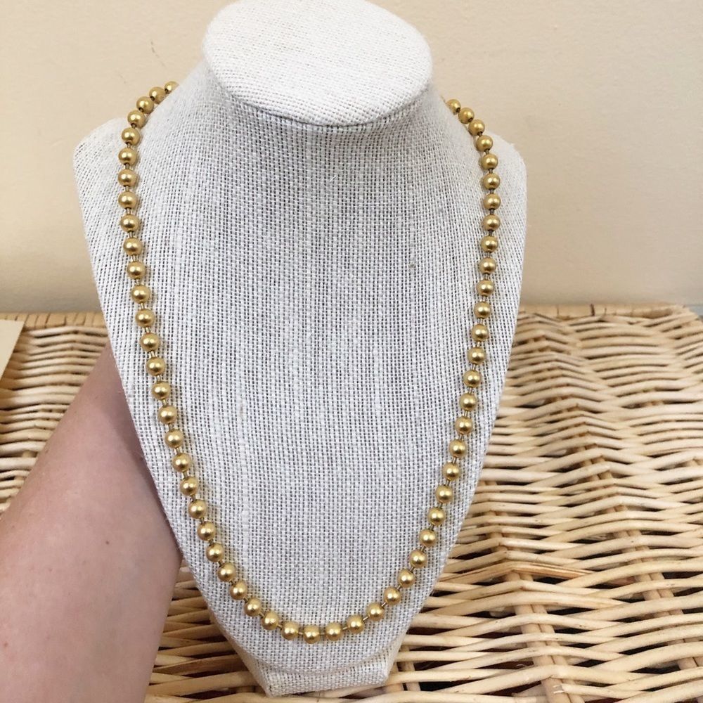 MDM Gold Tone Beaded Heart Charm Necklace